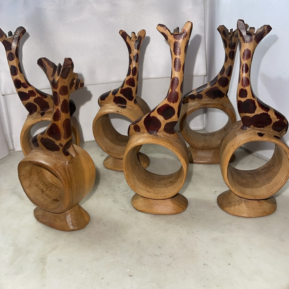 Hand Carved Wood Napkin Rings - Picture 3 of 6